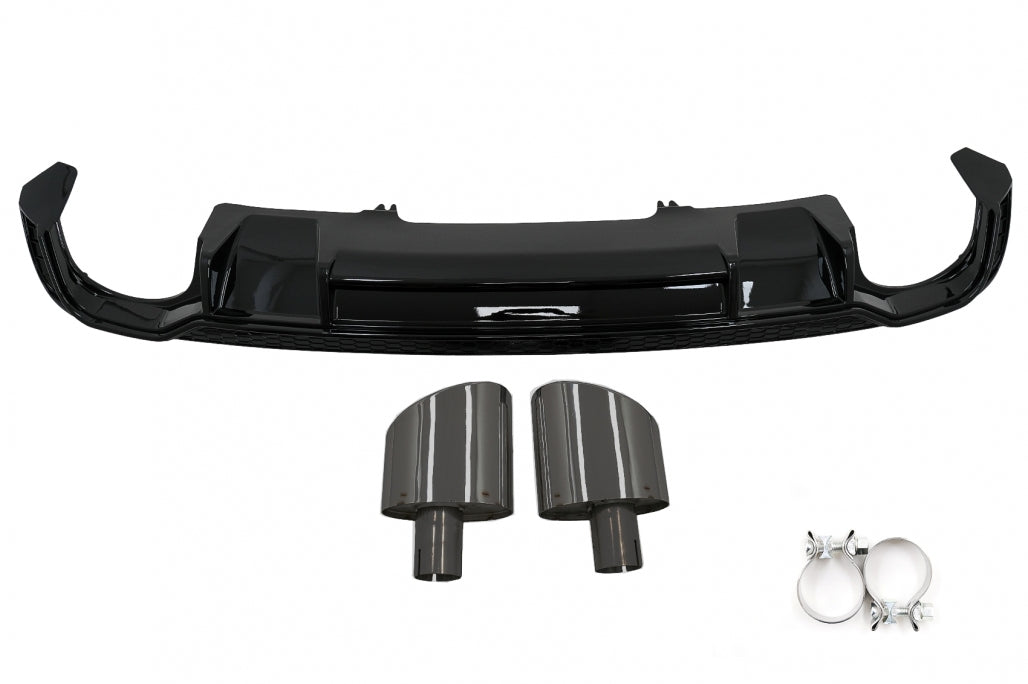 Rear Bumper Valance Diffuser with Exhaust Muffler Tips for Audi A4 B9 8W Sedan / Avant (2016–2018) – S-Line