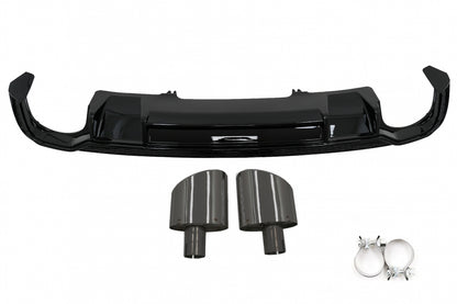 Rear Bumper Valance Diffuser with Exhaust Muffler Tips for Audi A4 B9 8W Sedan / Avant (2016–2018) – S-Line