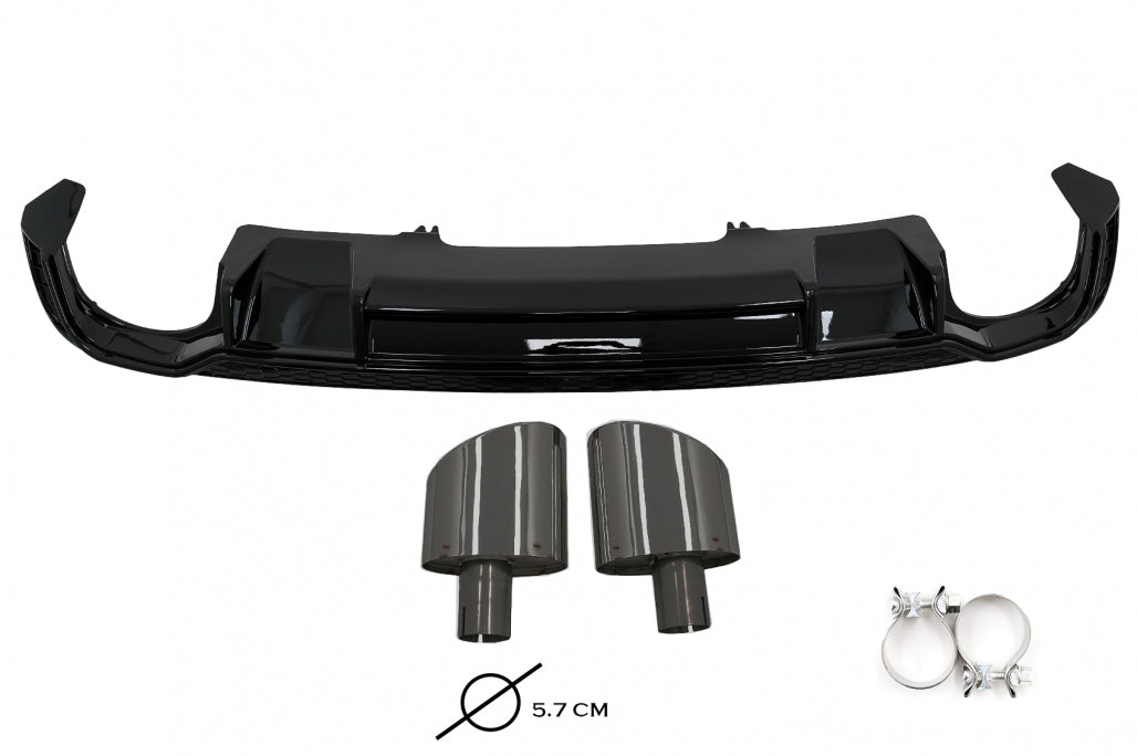 Rear Bumper Valance Diffuser with Exhaust Muffler Tips for Audi A4 B9 8W Sedan / Avant (2016–2018) – S-Line