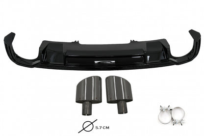 Rear Bumper Valance Diffuser with Exhaust Muffler Tips for Audi A4 B9 8W Sedan / Avant (2016–2018) – S-Line