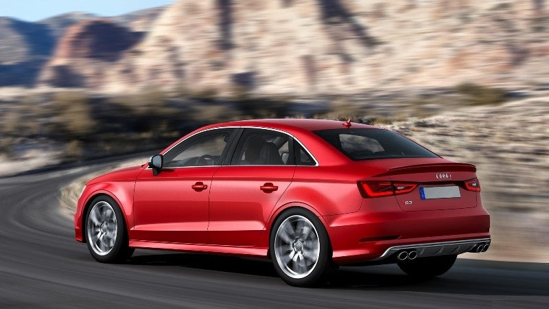 Rear Bumper Valance Diffuser with Exhaust System Piano Black for Audi A3 8V Sedan (2012–2015) S3 Design