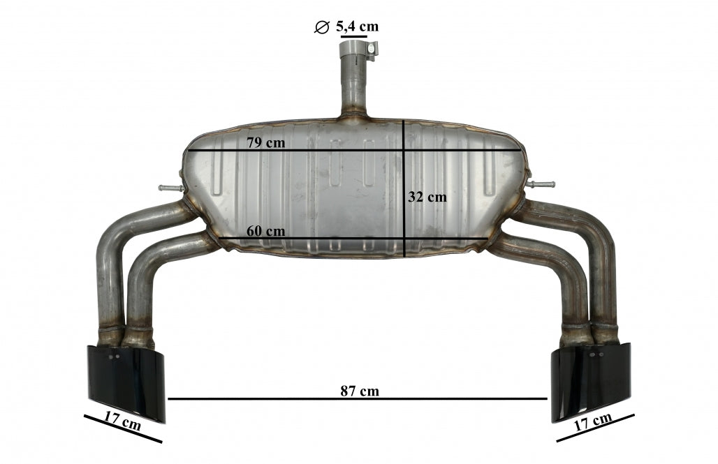 Rear Bumper Valance Diffuser with Exhaust System Piano Black for Audi A3 8V Sedan (2012–2015) S3 Design