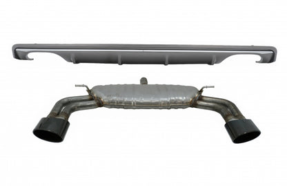 Rear Bumper Valance Diffuser with Exhaust System Piano Black for Audi A3 8V Sedan (2012–2015) S3 Design