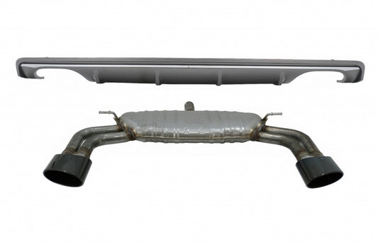 Rear Bumper Valance Diffuser with Exhaust System Piano Black for Audi A3 8V Sedan (2012–2015) S3 Design