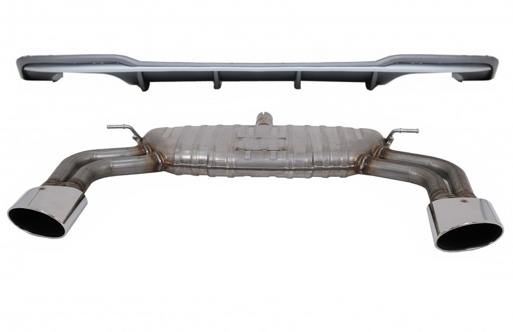 Rear Bumper Valance Diffuser with Exhaust System for Audi A3 8V Facelift Sedan Convertible (2016–2019) S3 Design