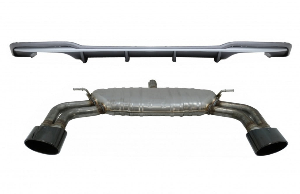Rear Bumper Valance Diffuser with Exhaust System for Audi A3 8V Facelift Sedan Convertible (2016–2019) S3 Design