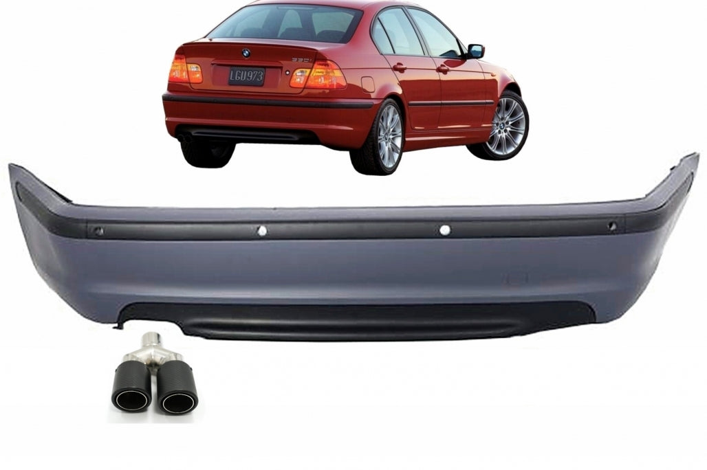 Rear Bumper for BMW 3 Series E46 Sedan (1998–2004) M-Technik Design with Carbon Exhaust Tip