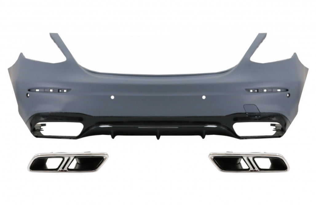 Rear Bumper with Chrome Exhaust Tips E63 Design for Mercedes E-Class W213 Sedan (2016–2019)