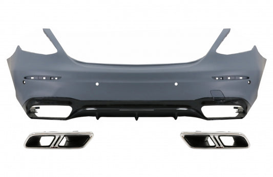 Rear Bumper with Chrome Exhaust Tips E63 Design for Mercedes E-Class W213 Sedan (2016–2019)