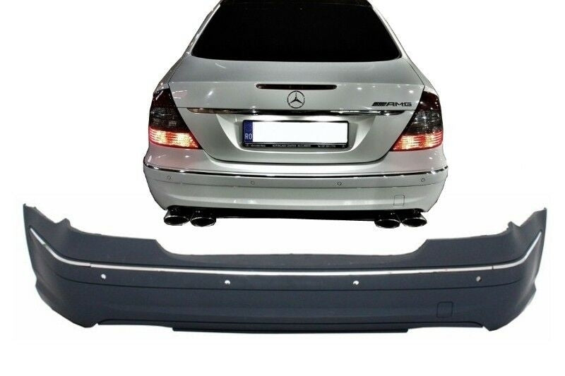 Rear Bumper with Chrome Strips for Mercedes E-Class W211 Sedan (2003–2009)