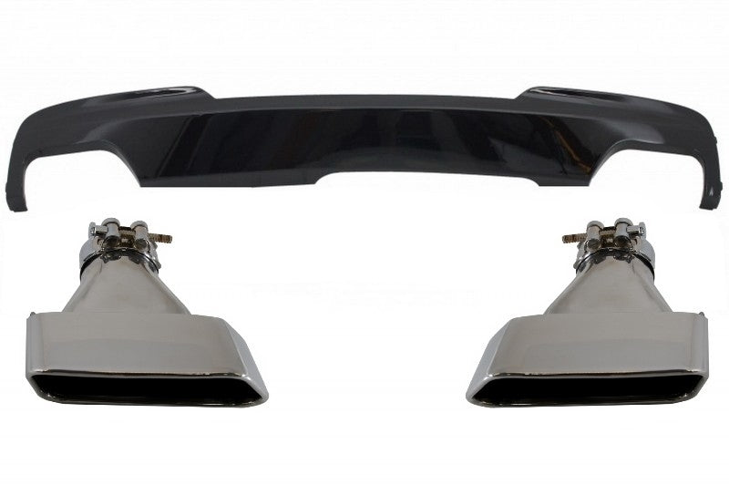 Rear Diffuser Brilliant Black 550i V8 LCI Square Tips Kit for BMW 5 Series F10 F11 (2011–2017)