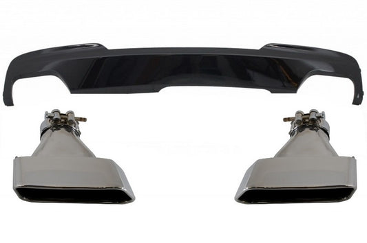 Rear Diffuser Brilliant Black 550i V8 LCI Square Tips Kit for BMW 5 Series F10 F11 (2011–2017)