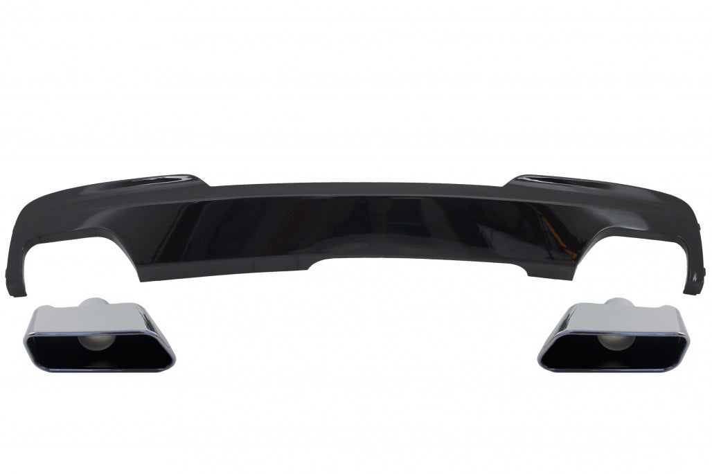 Rear Diffuser Brilliant Black with Sport 550i Exhaust Tips for BMW 5 Series F10 F11 (2011–2017)