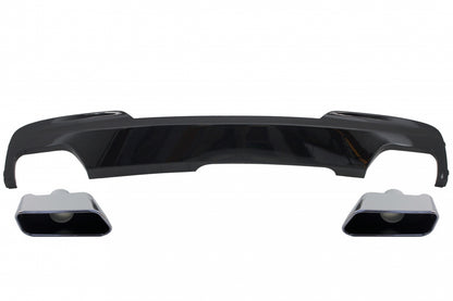 Rear Diffuser Brilliant Black with Sport 550i Exhaust Tips for BMW 5 Series F10 F11 (2011–2017)