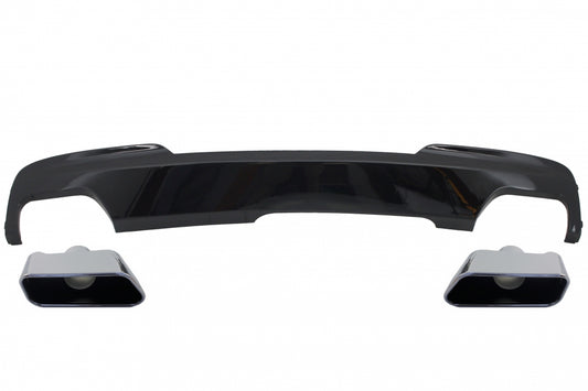Rear Diffuser Brilliant Black with Sport 550i Exhaust Tips for BMW 5 Series F10 F11 (2011–2017)