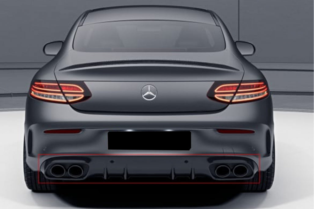Rear Diffuser C43 Night Package with Black Tips for Mercedes C-Class C205 A205 (2014–2019)