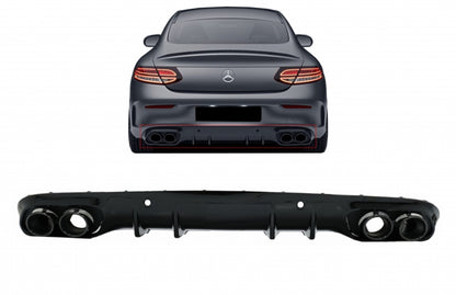 Rear Diffuser C43 Night Package with Black Tips for Mercedes C-Class C205 A205 (2014–2019)