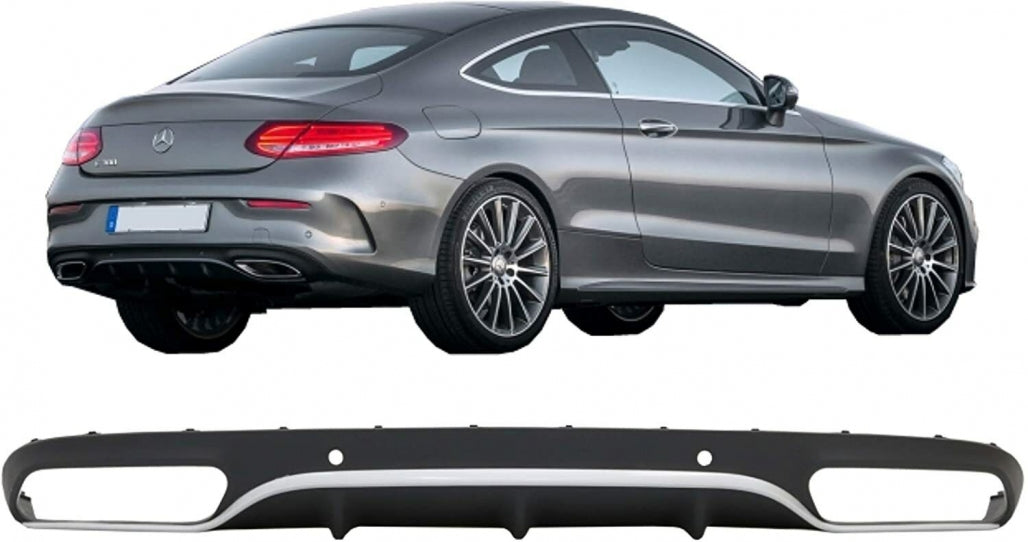 Rear Diffuser C63 Design Matte Black for Mercedes C-Class C205 A205 (2014–2019)