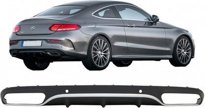 Rear Diffuser C63 Design Matte Black for Mercedes C-Class C205 A205 (2014–2019)