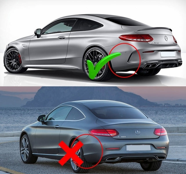 Rear Diffuser C63 Design Matte Black for Mercedes C-Class C205 A205 (2014–2019)