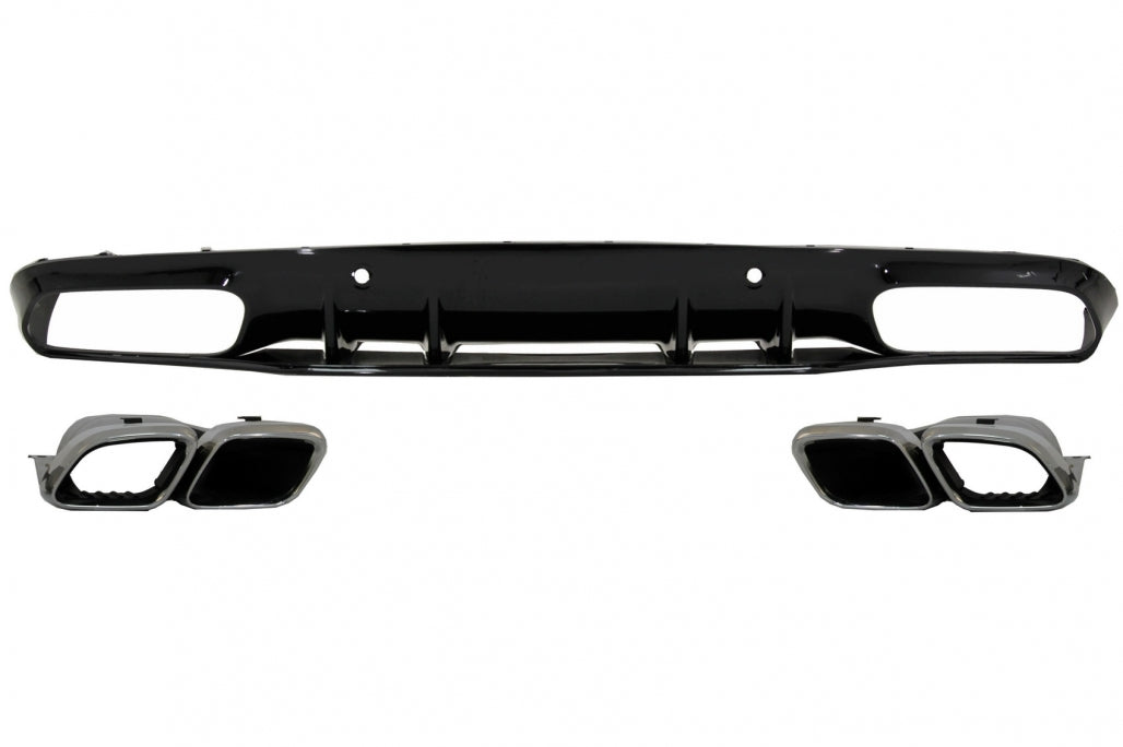 Rear Diffuser C63S Facelift Design with Silver Tips for Mercedes C-Class C205 A205 (2014–2019)