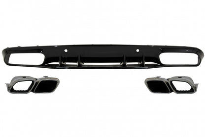Rear Diffuser C63S Facelift Design with Silver Tips for Mercedes C-Class C205 A205 (2014–2019)