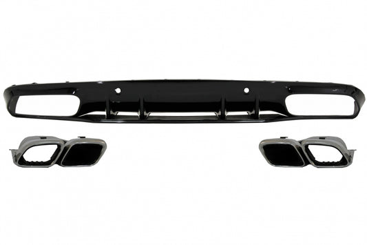 Rear Diffuser C63S Facelift Design with Silver Tips for Mercedes C-Class C205 A205 (2014–2019)