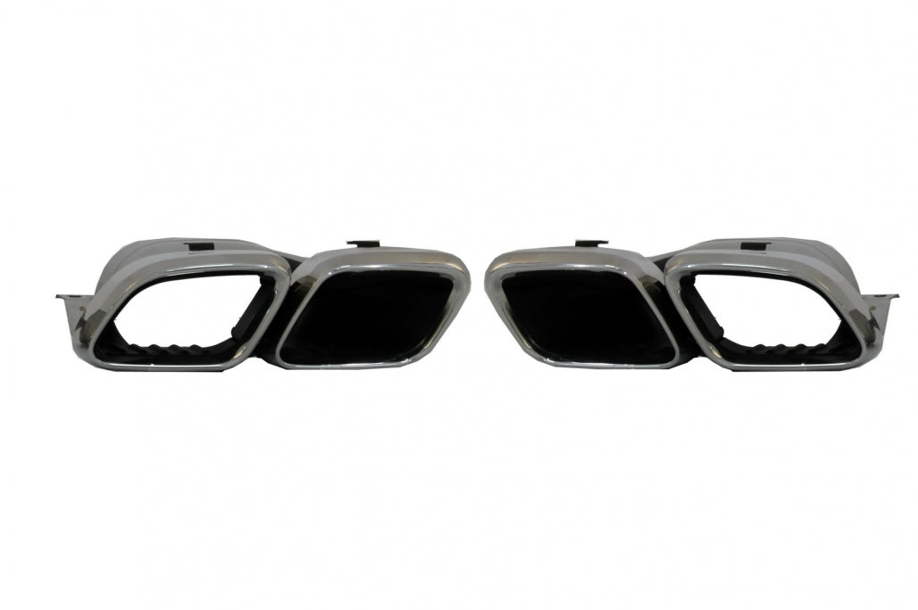 Rear Diffuser C63S Facelift Design with Silver Tips for Mercedes C-Class C205 A205 (2014–2019)