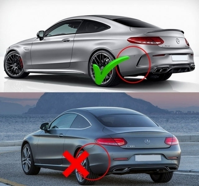 Rear Diffuser C63S Facelift Design with Silver Tips for Mercedes C-Class C205 A205 (2014–2019)