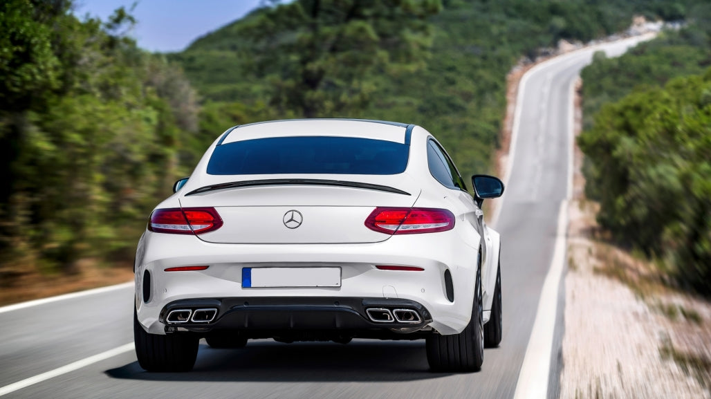 Rear Diffuser C63S Facelift Design with Silver Tips for Mercedes C-Class C205 A205 (2014–2019)