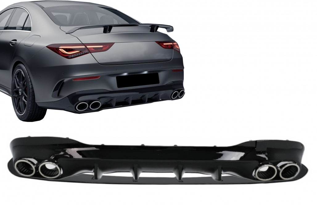 Rear Diffuser CLA45S Design with Exhaust Tips for Mercedes CLA C118 X118 Sport Line (2019–06.2025)