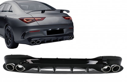 Rear Diffuser CLA45S Design with Exhaust Tips for Mercedes CLA C118 X118 Sport Line (2019–06.2025)