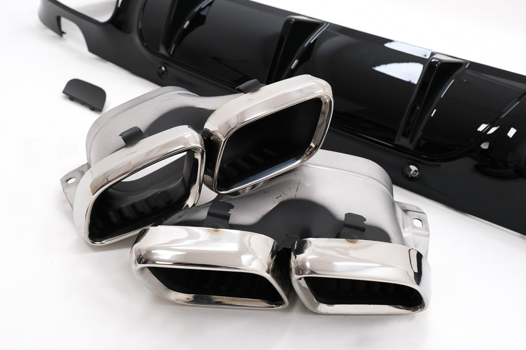 Rear Diffuser CLS63 Design with Chrome Exhaust Tips for Mercedes CLS C257 AMG Sport Line (2018–Up)