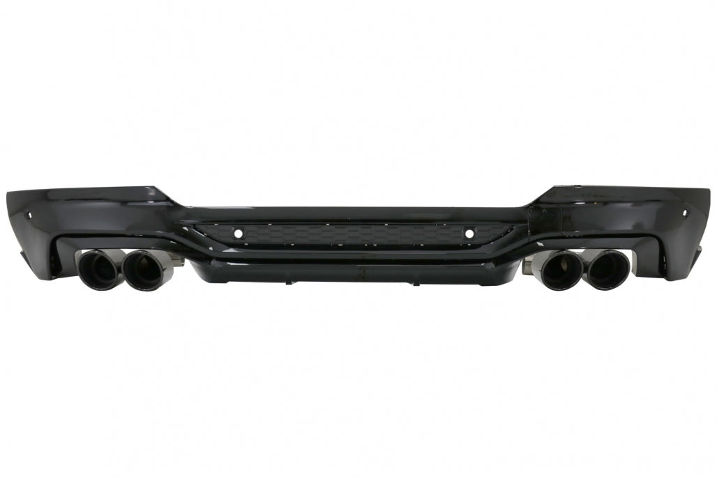 Rear Diffuser Double Outlet with Exhaust Tips Piano Black for BMW X4 G02 (2018-Up) M Sport