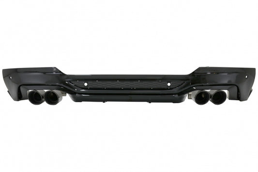 Rear Diffuser Double Outlet with Exhaust Tips Piano Black for BMW X4 G02 (2018-Up) M Sport