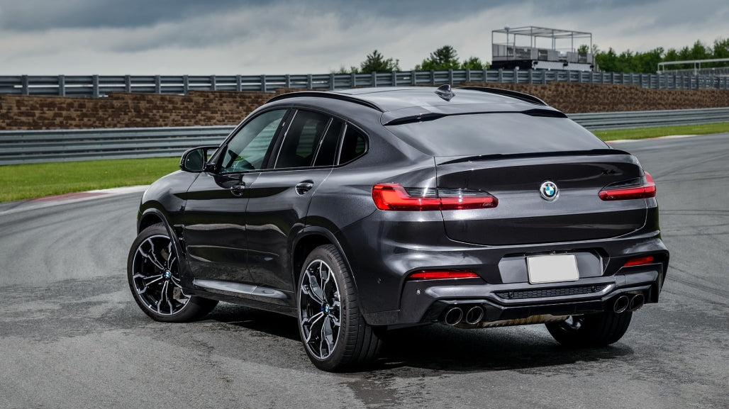 Rear Diffuser Double Outlet with Exhaust Tips Piano Black for BMW X4 G02 (2018-Up) M Sport