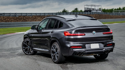 Rear Diffuser Double Outlet with Exhaust Tips Piano Black for BMW X4 G02 (2018-Up) M Sport