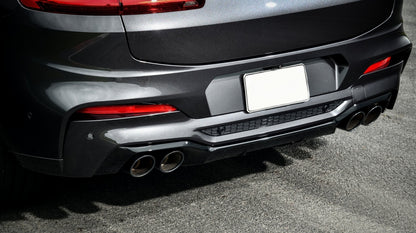 Rear Diffuser Double Outlet with Exhaust Tips Piano Black for BMW X4 G02 (2018-Up) M Sport