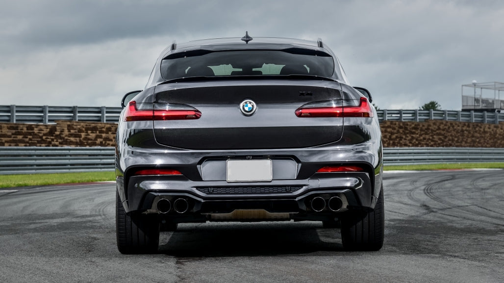 Rear Diffuser Double Outlet with Exhaust Tips Piano Black for BMW X4 G02 (2018-Up) M Sport