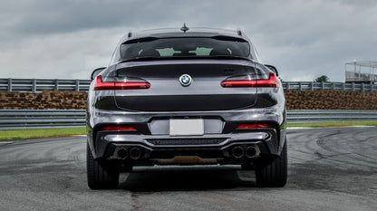 Rear Diffuser Double Outlet with Exhaust Tips Piano Black for BMW X4 G02 (2018-Up) M Sport