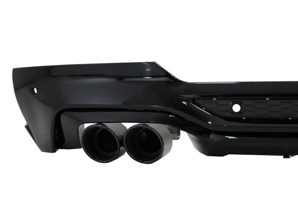 Rear Diffuser Double Outlet with Exhaust Tips Piano Black for BMW X4 G02 (2018-Up) M Sport