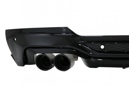 Rear Diffuser Double Outlet with Exhaust Tips Piano Black for BMW X4 G02 (2018-Up) M Sport