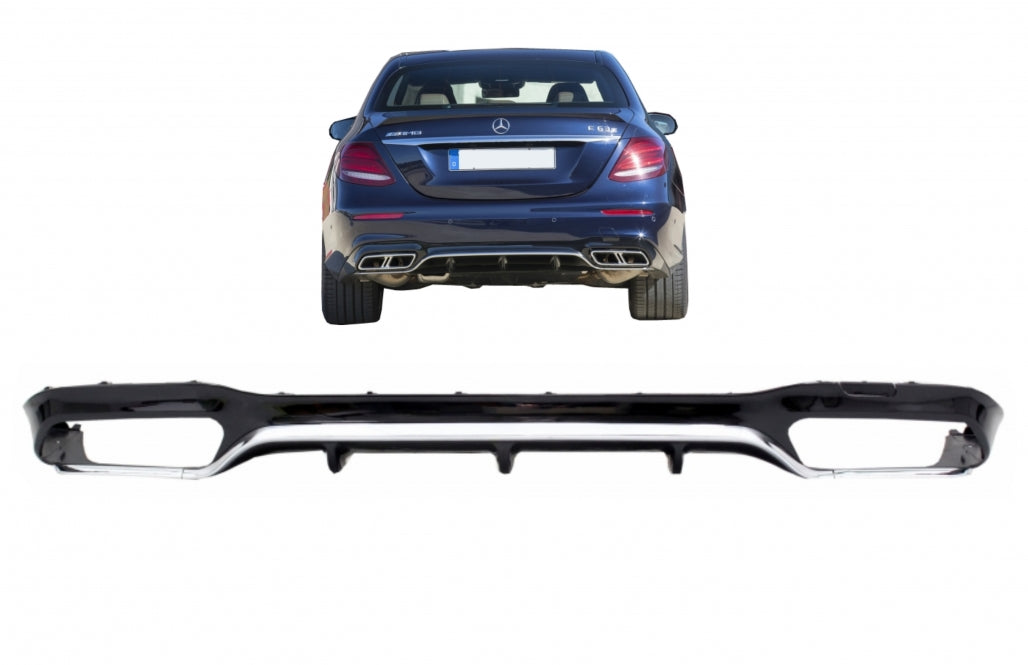 Rear Diffuser E63 Design Chrome Edition for Mercedes E-Class W213 Sport Line (2016–2019)