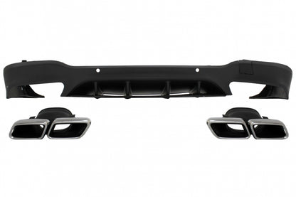 Rear Diffuser GLC63 Design with Silver Exhaust Tips for Mercedes GLC X253 SUV (2015–07.2019)