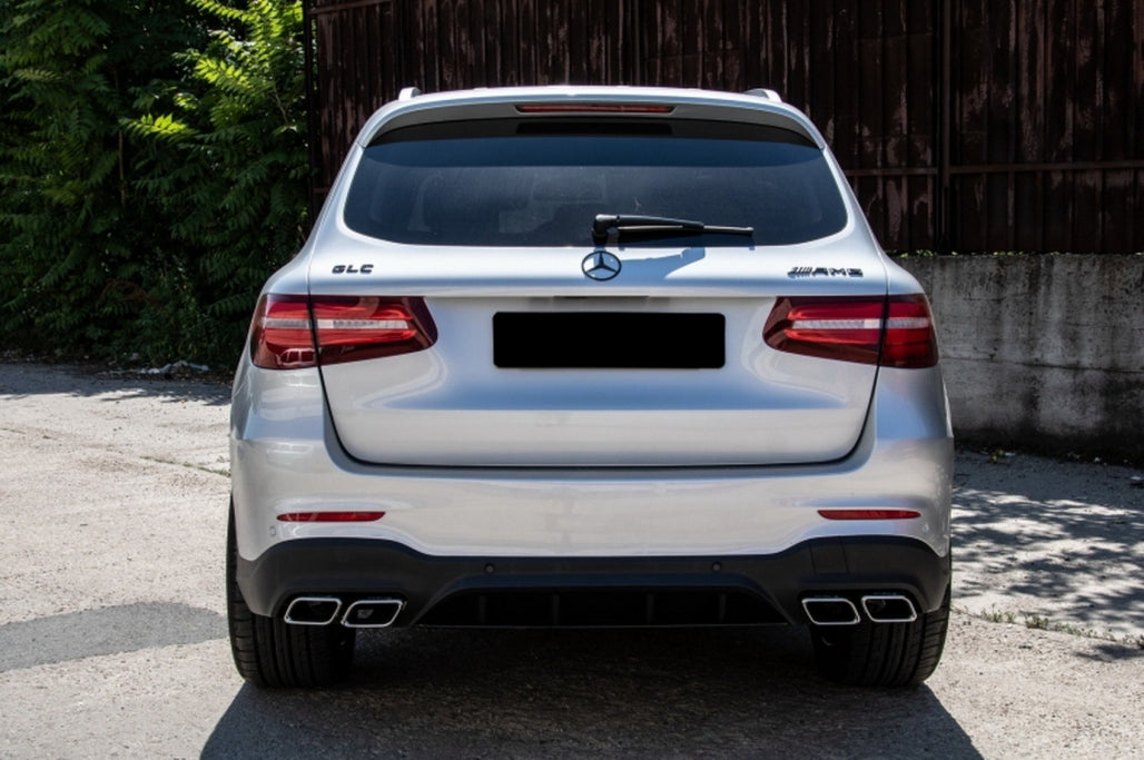 Rear Diffuser GLC63 Design with Silver Exhaust Tips for Mercedes GLC X253 SUV (2015–07.2019)