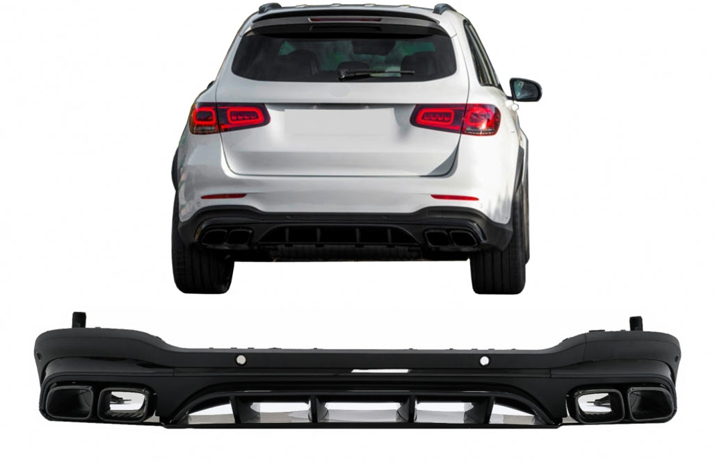 Rear Diffuser GLC63 Night Package Design with Black Exhaust Tips for Mercedes GLC SUV X253 Facelift (2020–Up)
