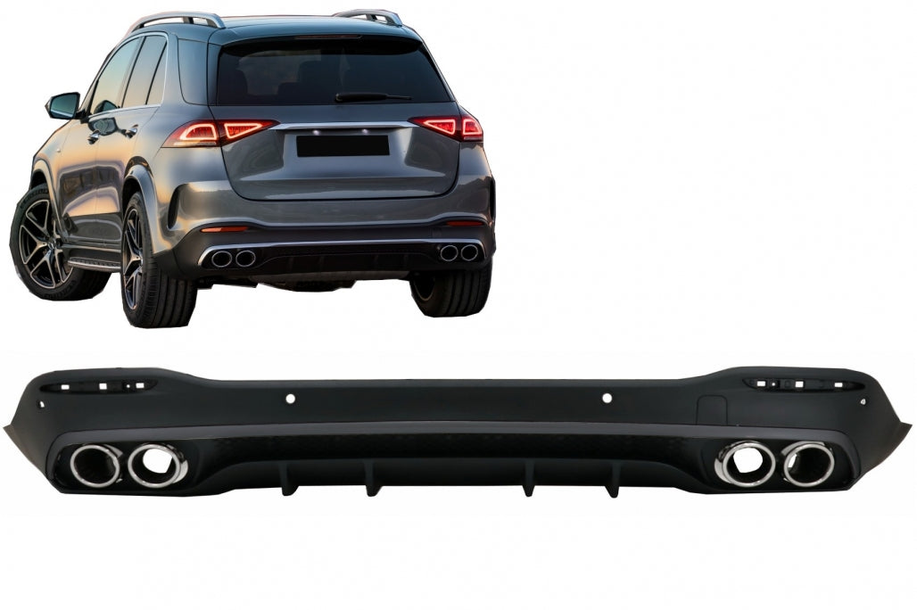 Rear Diffuser GLE53 Design with Silver Exhaust Tips for Mercedes GLE W167 SUV (2019–Up)