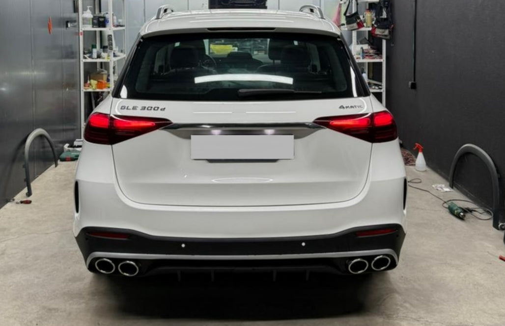 Rear Diffuser GLE53 Design with Silver Exhaust Tips for Mercedes GLE W167 SUV (2019–Up)