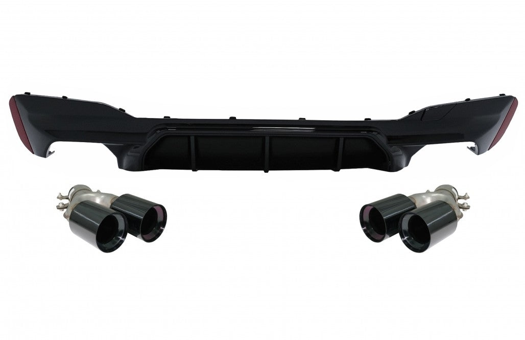Rear Diffuser M5 Style Piano Black with Black Exhaust Tips for BMW 5 Series G30 G31 (2017–2020) M-Tech