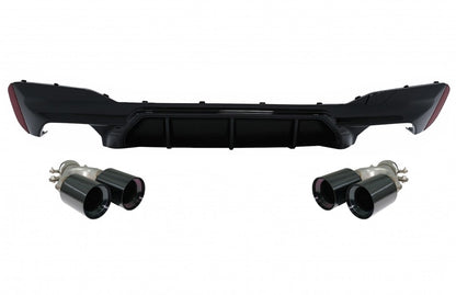 Rear Diffuser M5 Style Piano Black with Black Exhaust Tips for BMW 5 Series G30 G31 (2017–2020) M-Tech